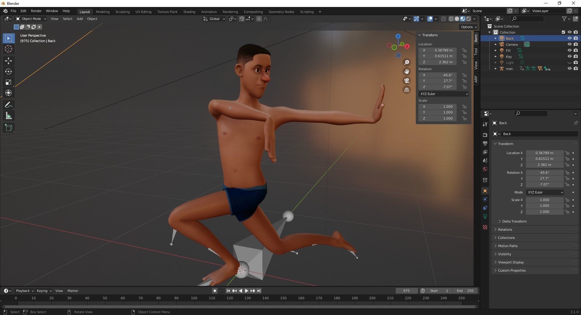 Base mesh body character ofro stylized Low-poly 3D model_20