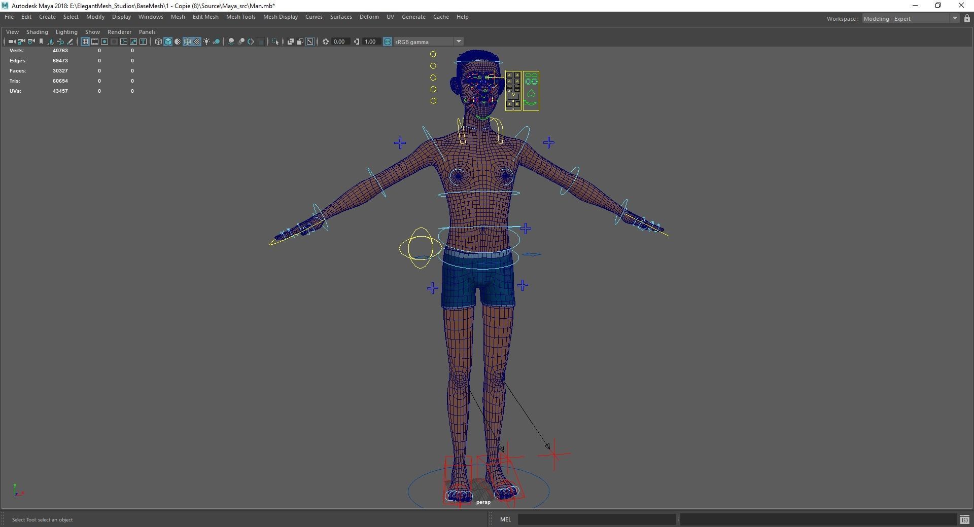 Base mesh body character ofro stylized Low-poly 3D model_23