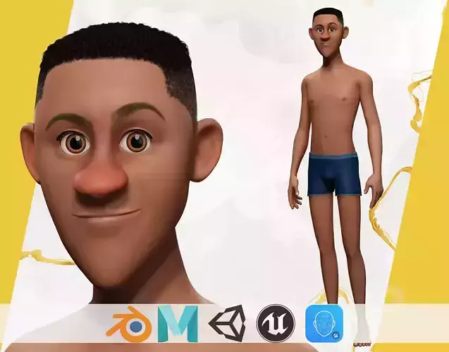 Base mesh body character ofro stylized Low-poly 3D model