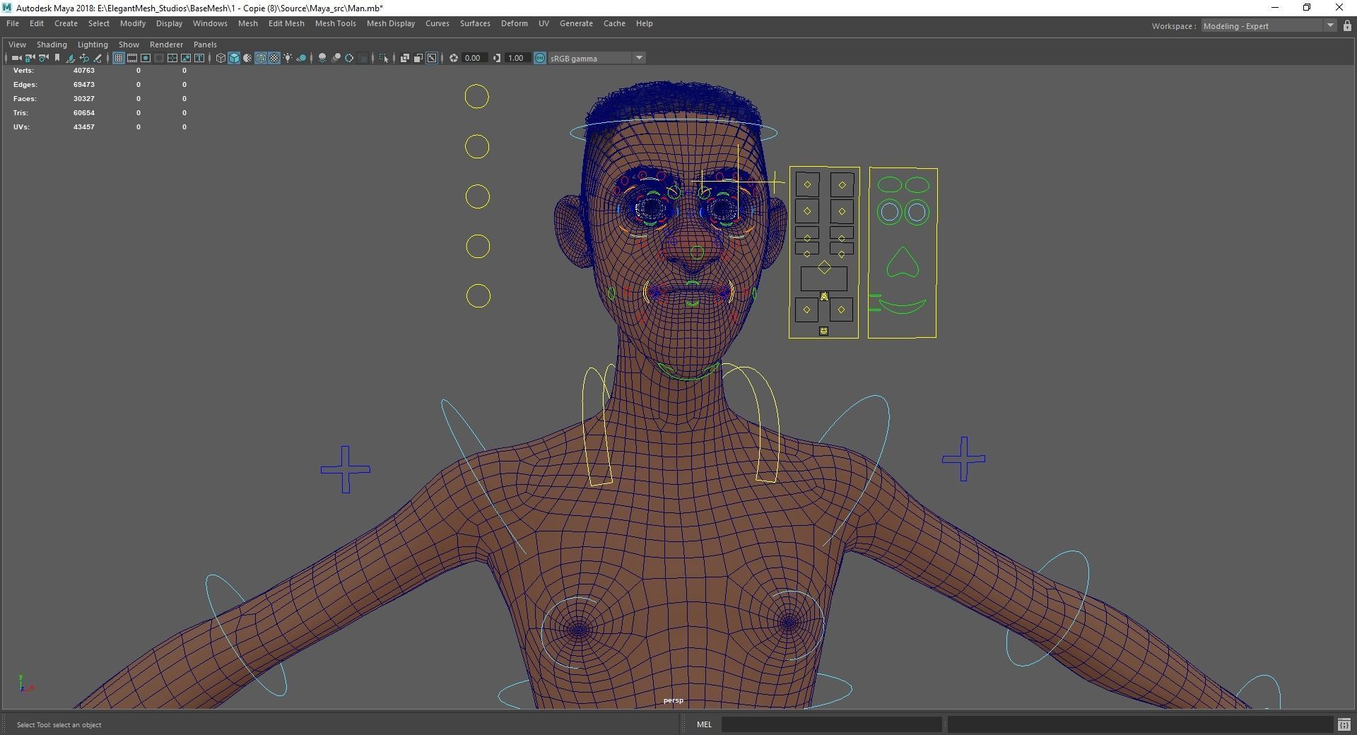Base mesh body character ofro stylized Low-poly 3D model_22