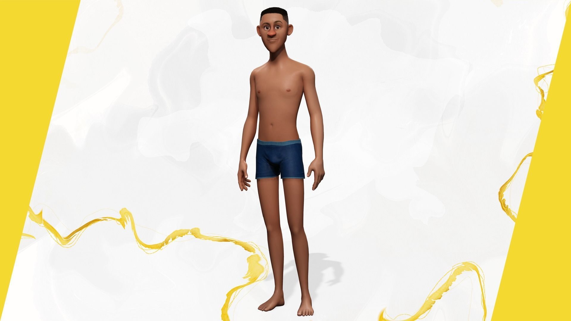 Base mesh body character ofro stylized Low-poly 3D model_3