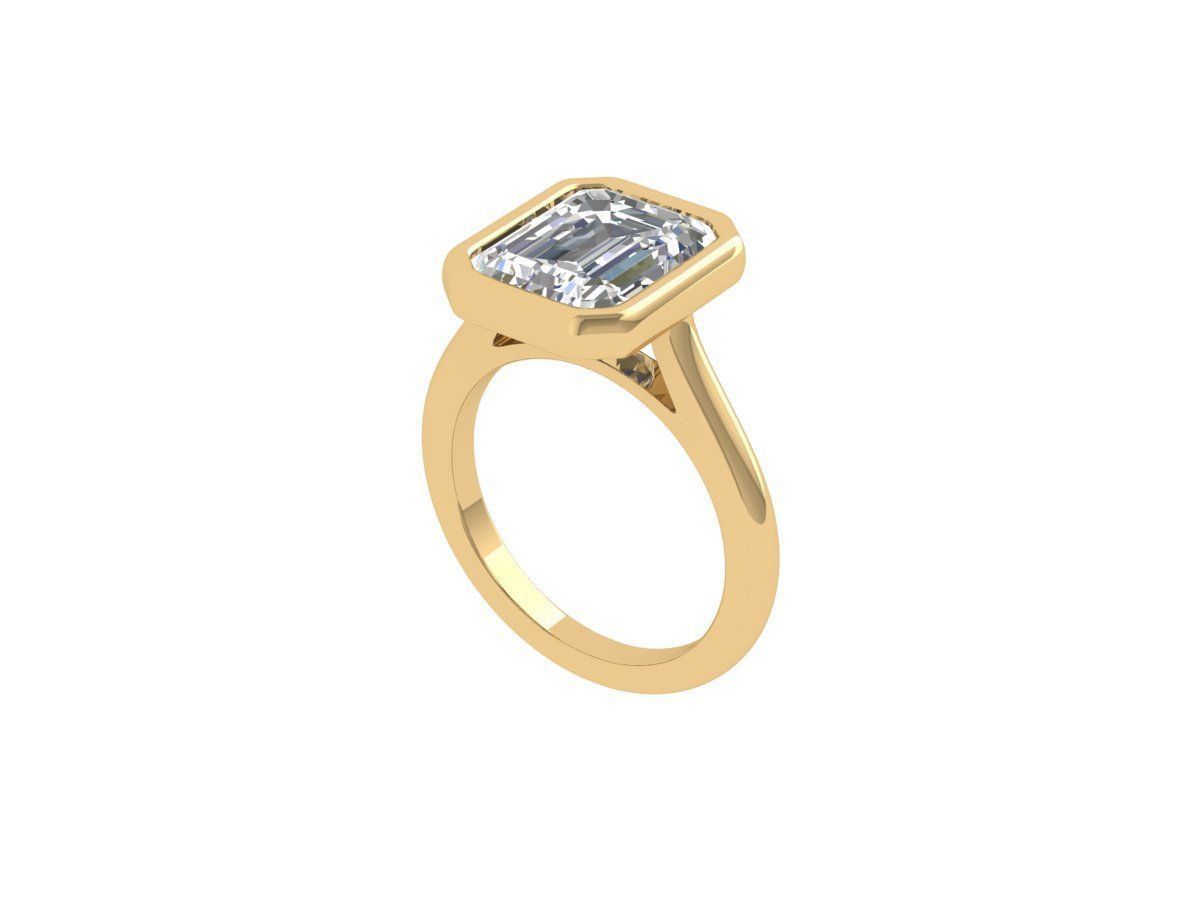 Emerald Solitaire Ring 3D print model_1