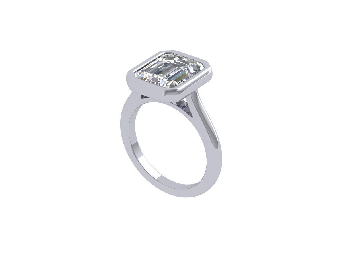 Emerald Solitaire Ring 3D print model_3