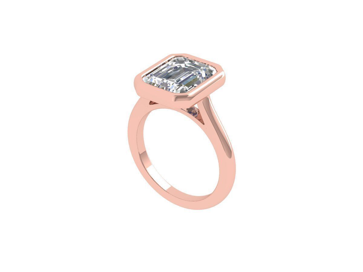 Emerald Solitaire Ring 3D print model_2