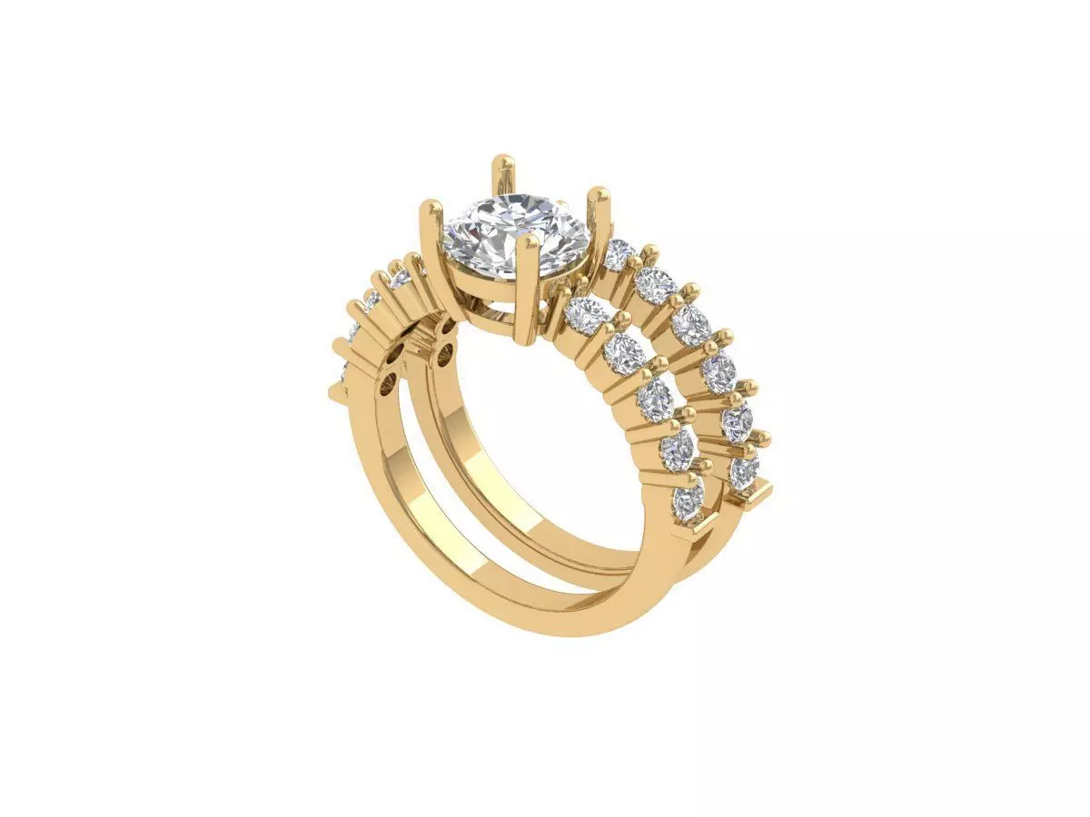 Solitair Ring Bridal Set 3D print model_0