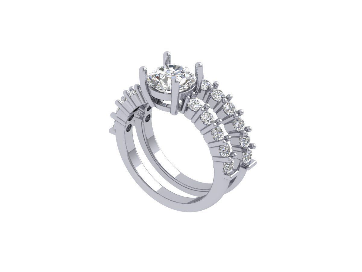 Solitair Ring Bridal Set 3D print model_5