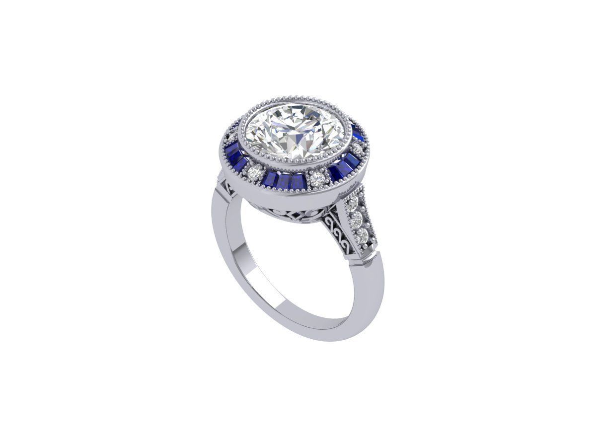 Solitaire Engagement Art Deco Ring 3D print model_3