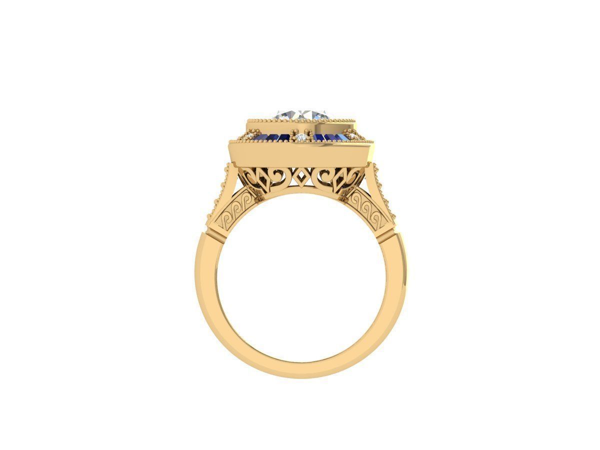 Solitaire Engagement Art Deco Ring 3D print model_13