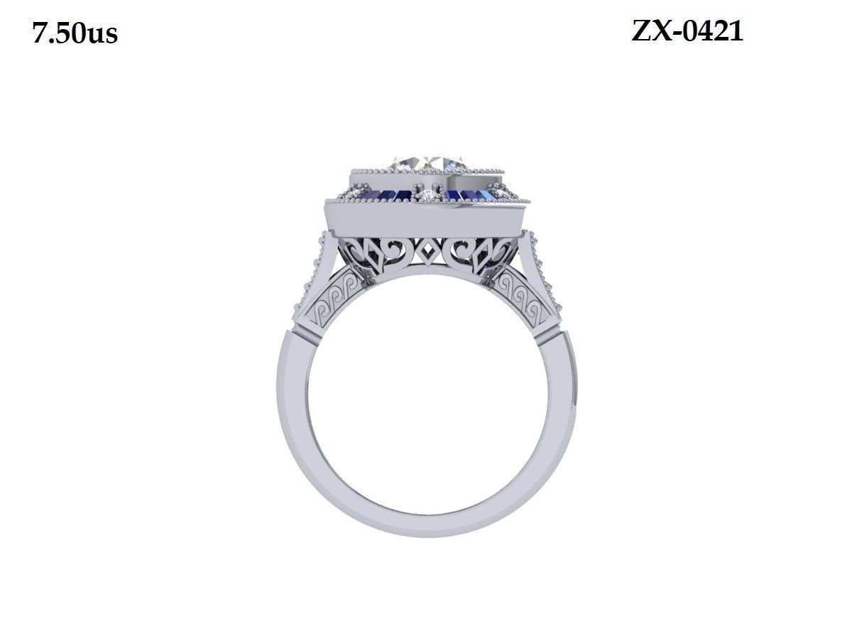 Solitaire Engagement Art Deco Ring 3D print model_12