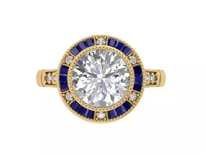 Solitaire Engagement Art Deco Ring