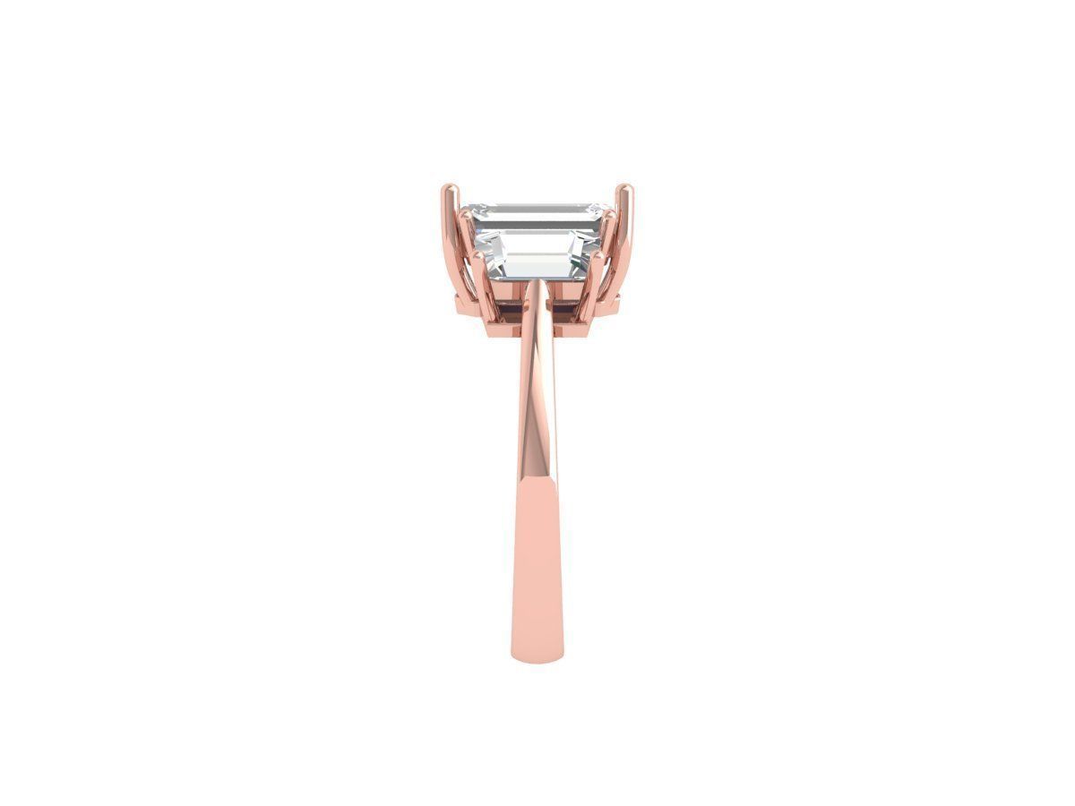 Emerald 3 Stone Art Deco Ring 3D print model_9