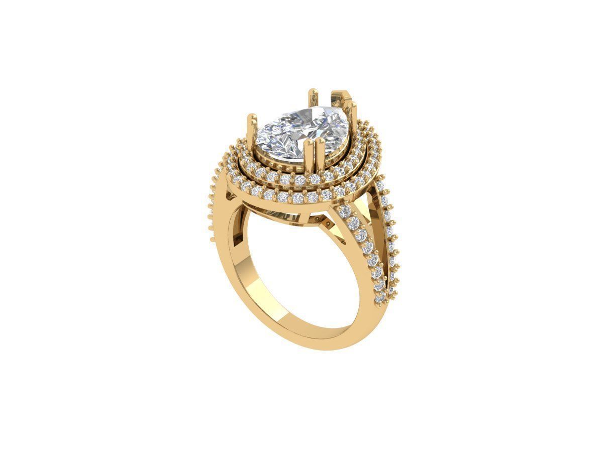 Pear Art Deco Ring 3D print model_1