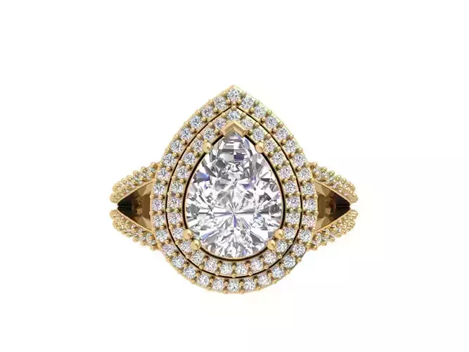 Pear Art Deco Ring 3D print model Pear Art Deco Ring 3D print model