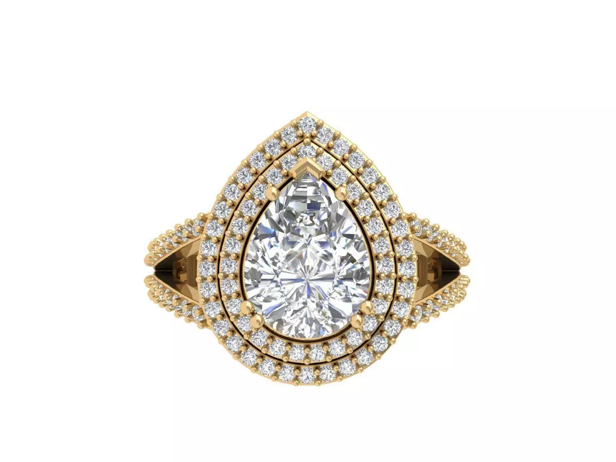 Pear Art Deco Ring 3D print model_0