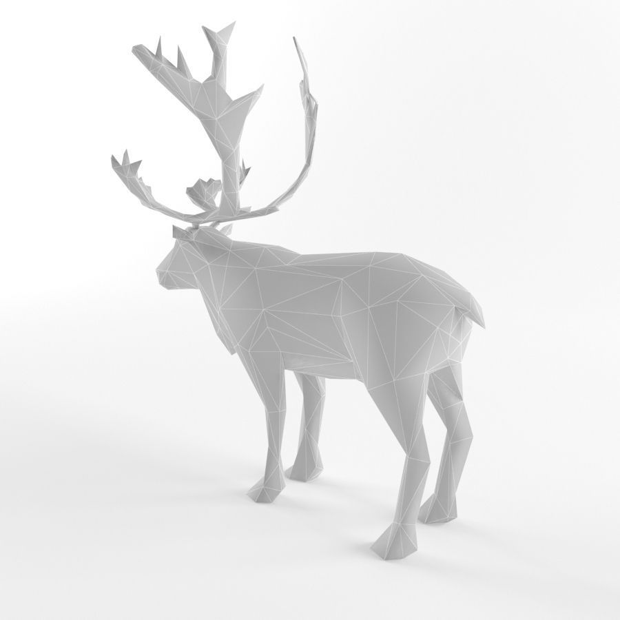 Christmas Deer Elk Moose Mammal Raindeer Animal Low Poly Low-poly 3D model_3