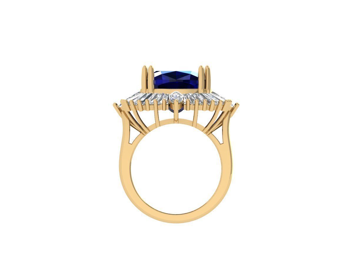 Cushion Solitaire Art deco Ring 3D print model_8