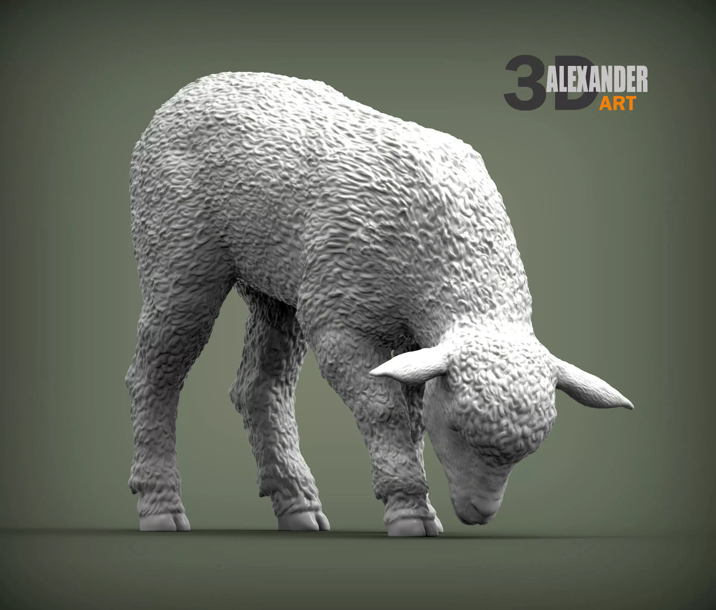 Lamb eats 3D print model_0