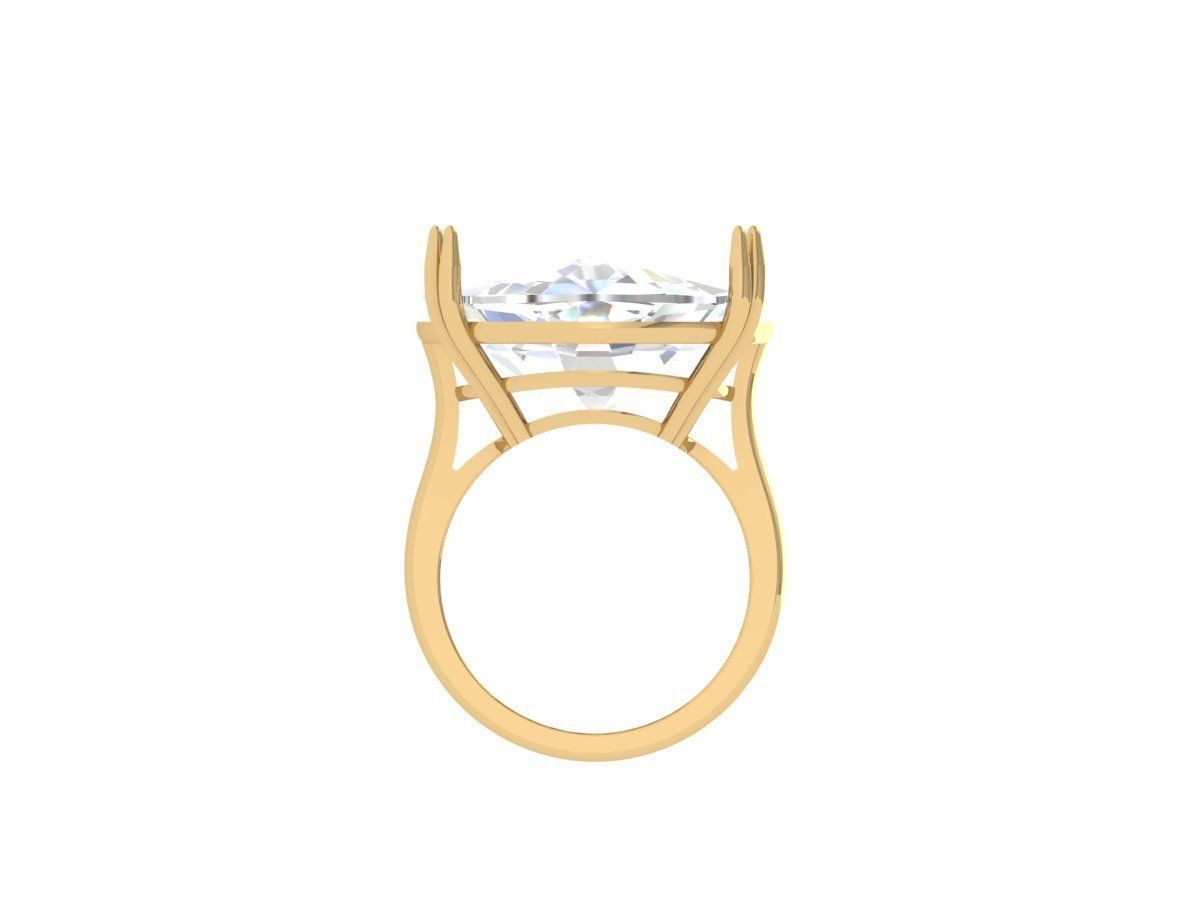 Cushion Solitaire Art deco Ring 3D print model_8