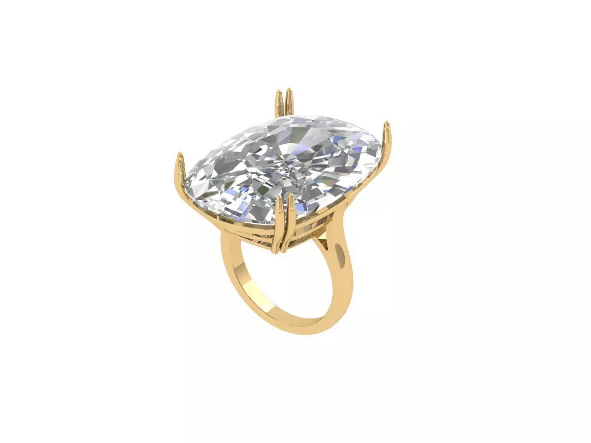 Cushion Solitaire Art deco Ring 3D print model_0