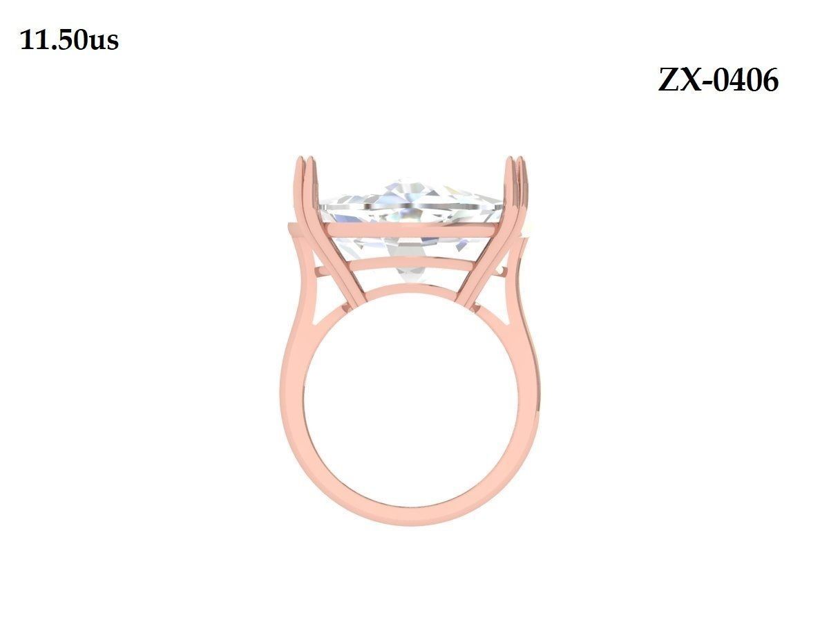 Cushion Solitaire Art deco Ring 3D print model_6