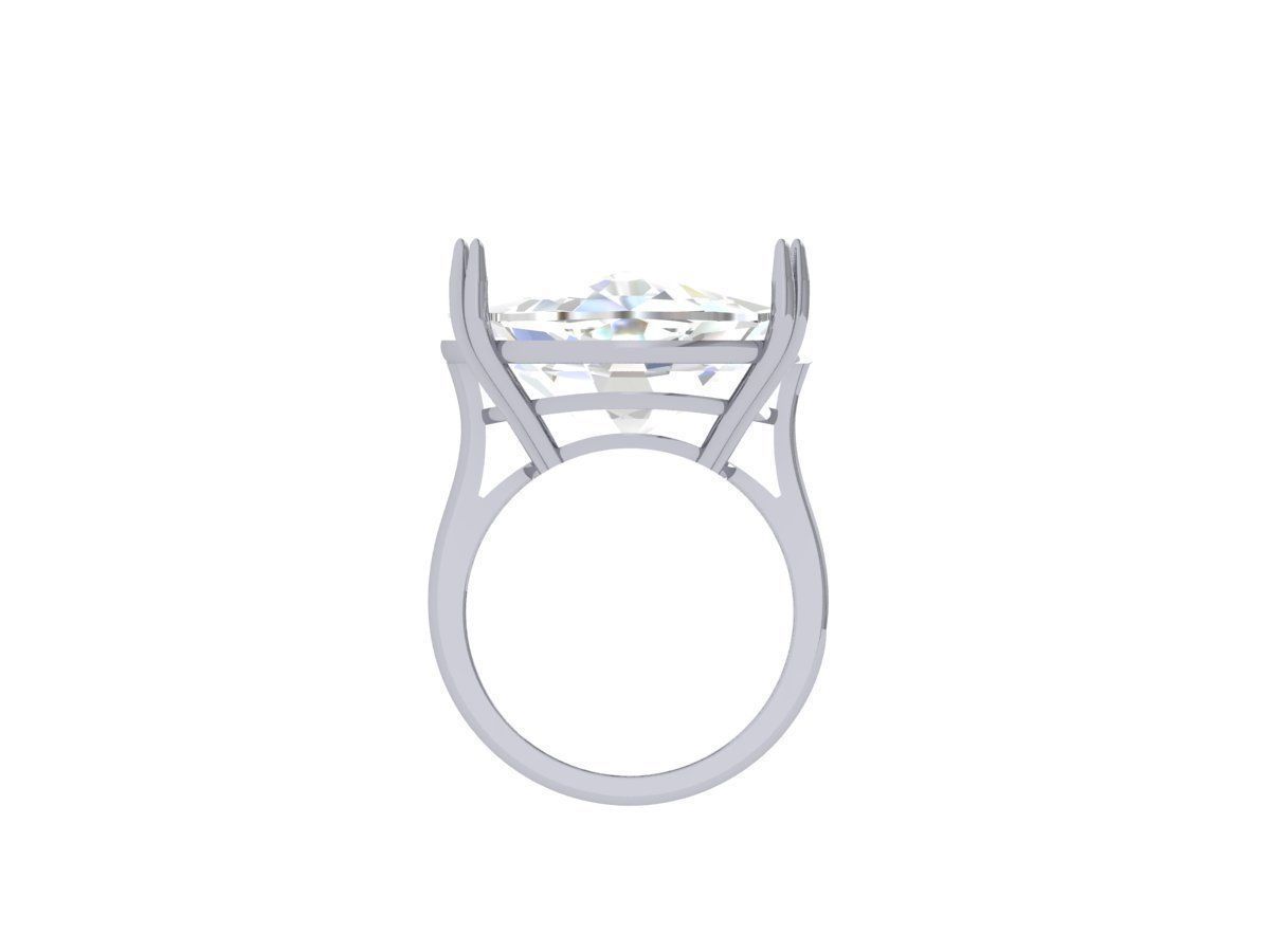 Cushion Solitaire Art deco Ring 3D print model_7