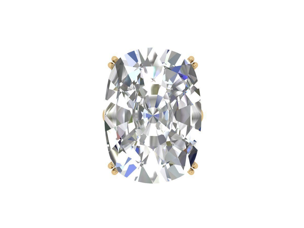 Cushion Solitaire Art deco Ring 3D print model_1