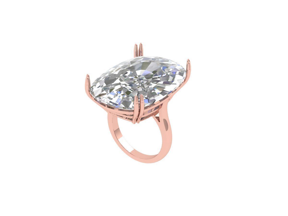 Cushion Solitaire Art deco Ring 3D print model_4