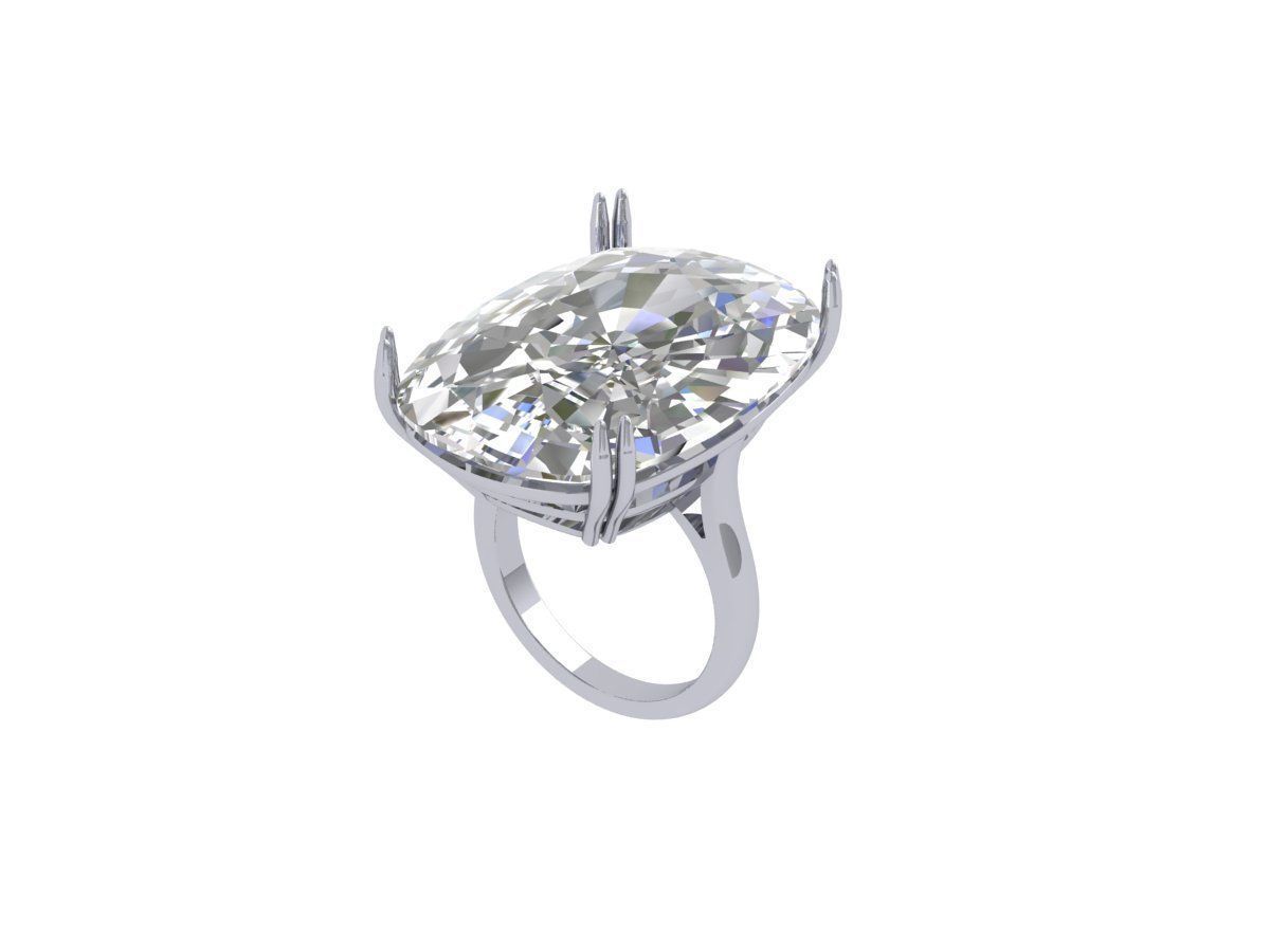 Cushion Solitaire Art deco Ring 3D print model_5