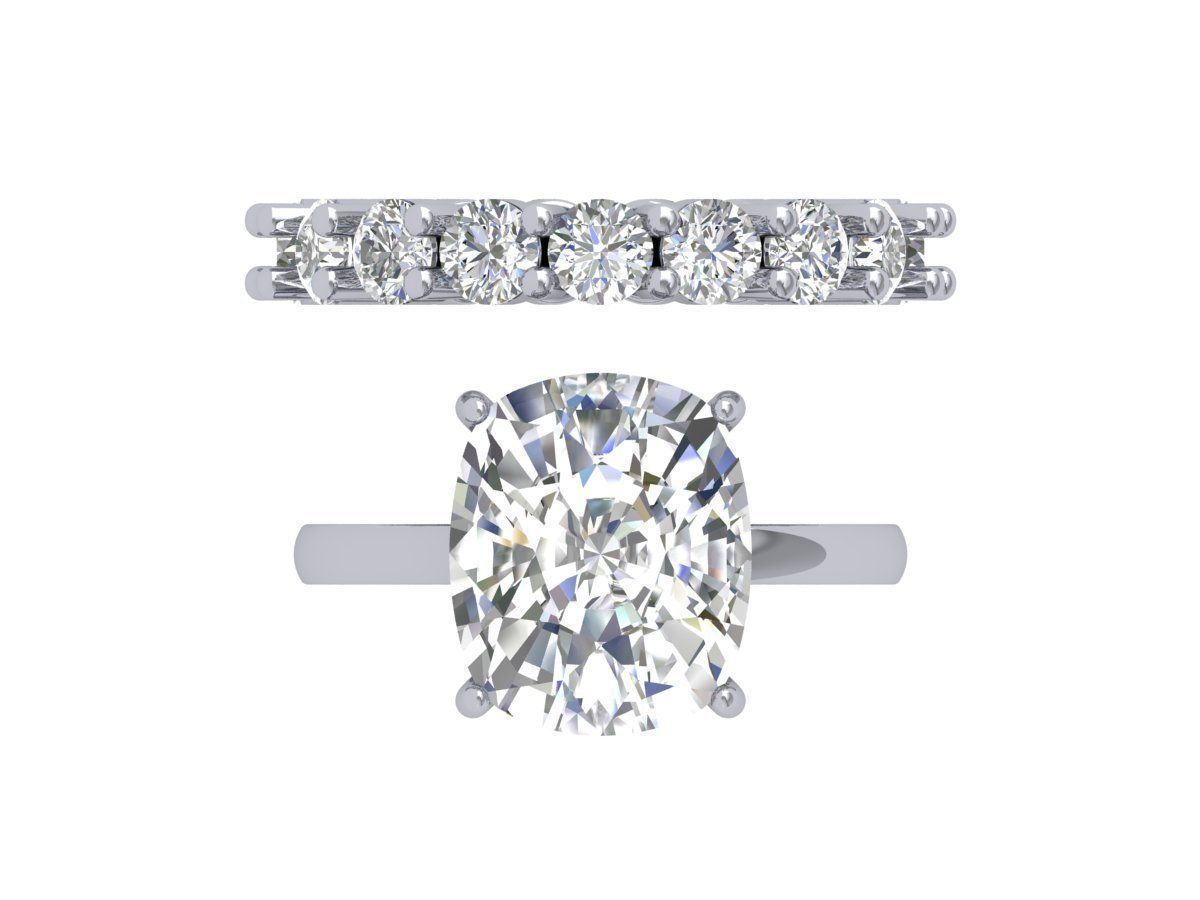 Cushion Bridal Ring 3D print model_4