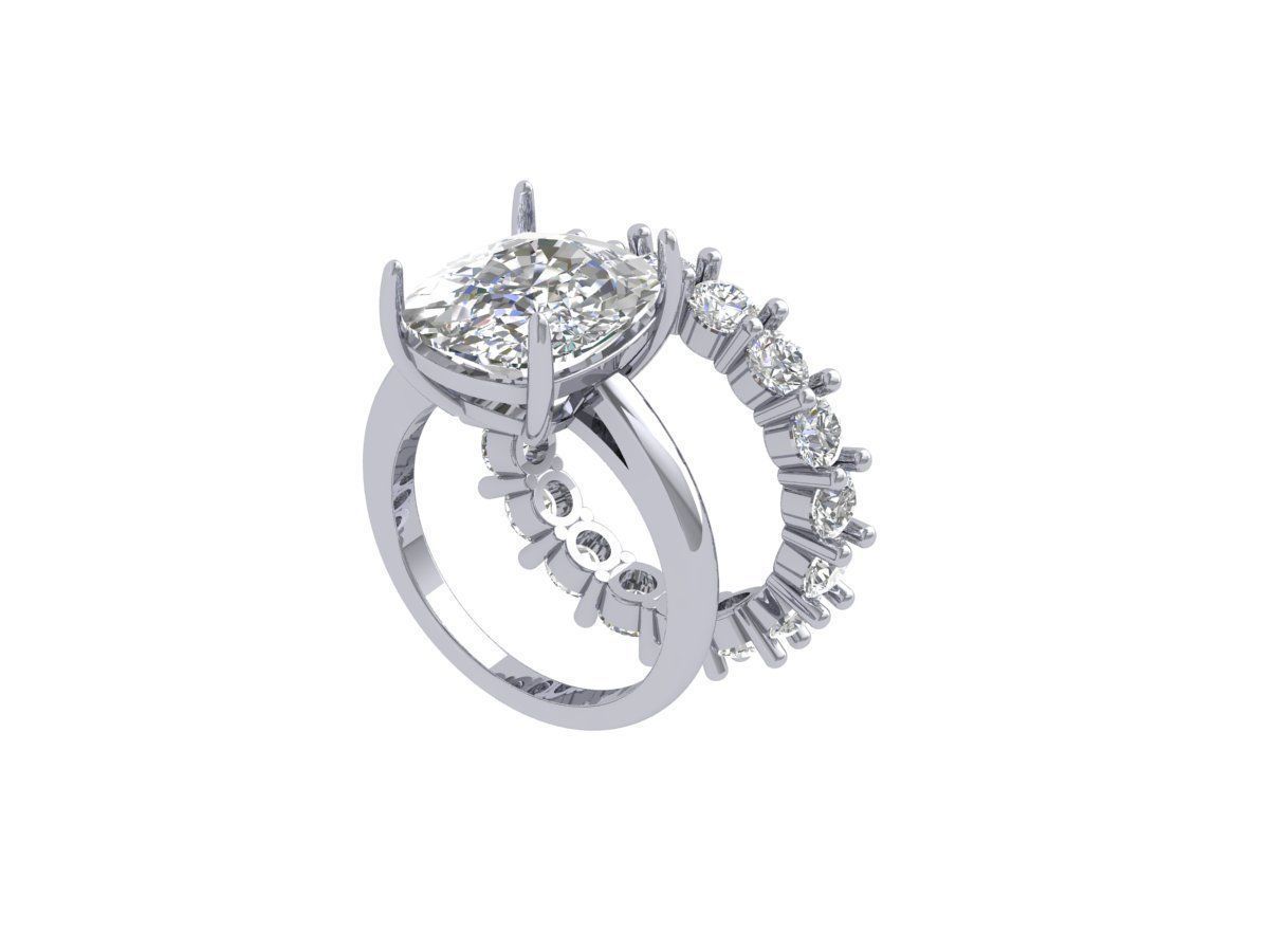 Cushion Bridal Ring 3D print model_3