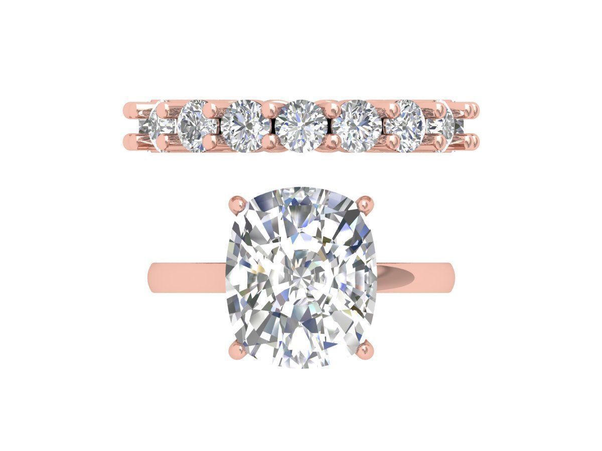 Cushion Bridal Ring 3D print model_5