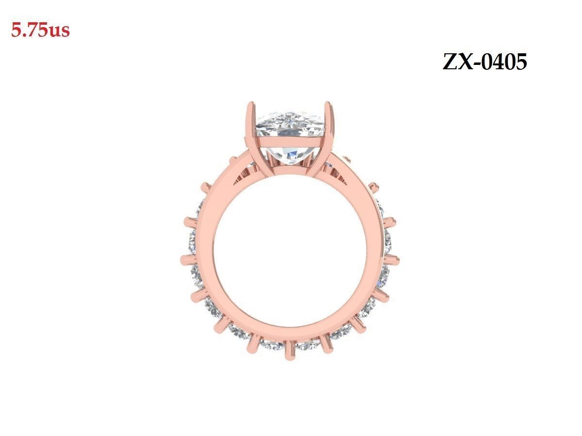 Cushion Bridal Ring 3D print model_8