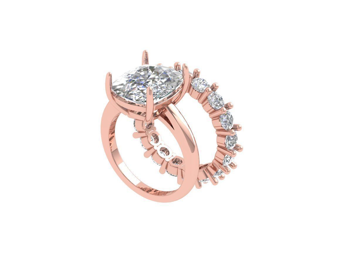 Cushion Bridal Ring 3D print model_2