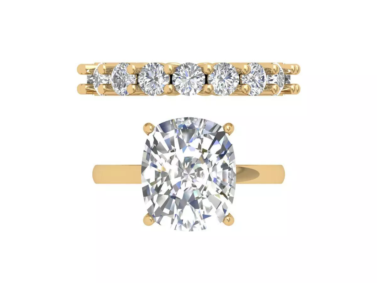 Cushion Bridal Ring 3D print model_0