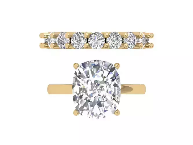 Cushion Bridal Ring 3D print model