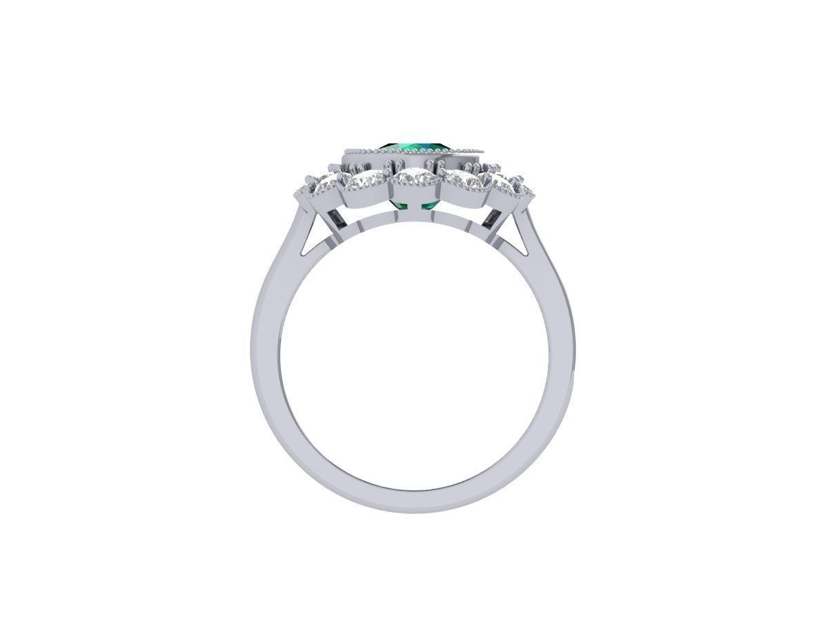 Cushion Solitaire Art deco Ring 3D print model_7