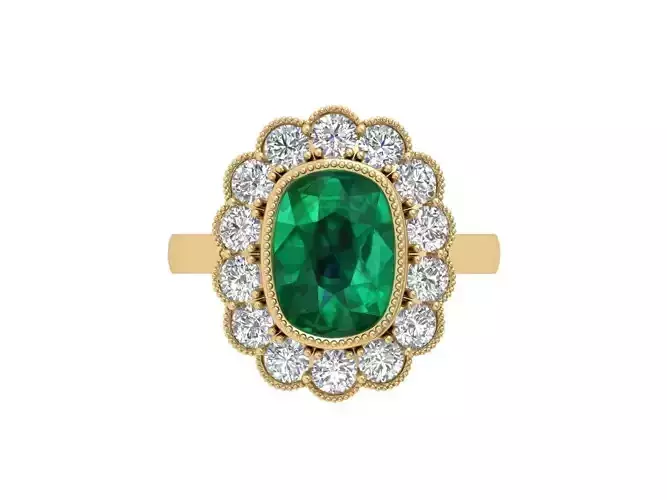 Cushion Solitaire Art deco Ring 3D print model