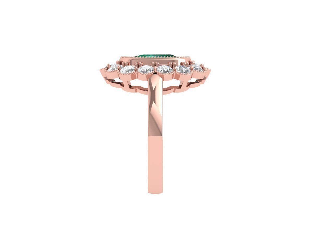 Cushion Solitaire Art deco Ring 3D print model_11