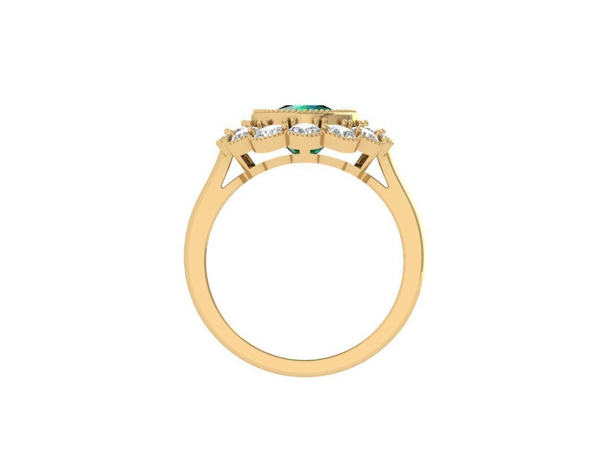Cushion Solitaire Art deco Ring 3D print model_8