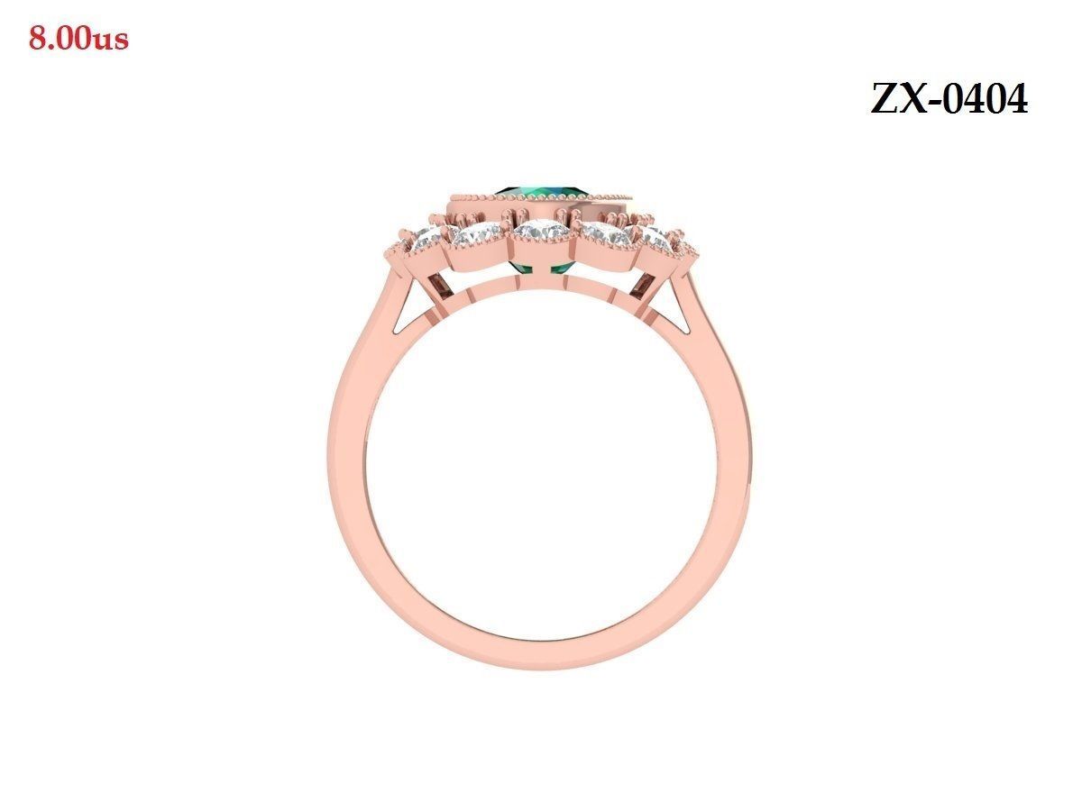 Cushion Solitaire Art deco Ring 3D print model_6