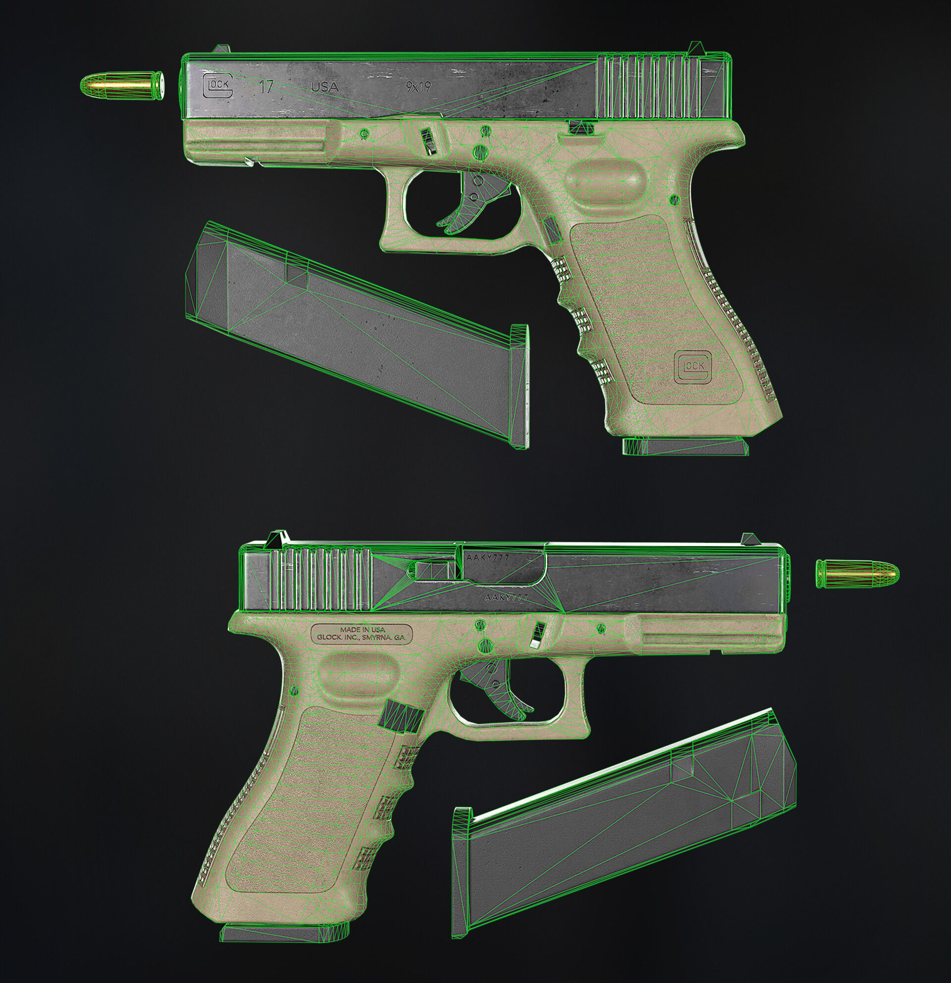 Glock 17 Gen 3 Low-poly 3D model_5