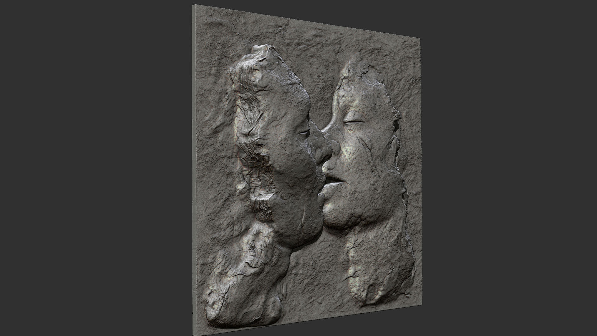Kissing couple wall decor  for cnc carving 3D print model_3
