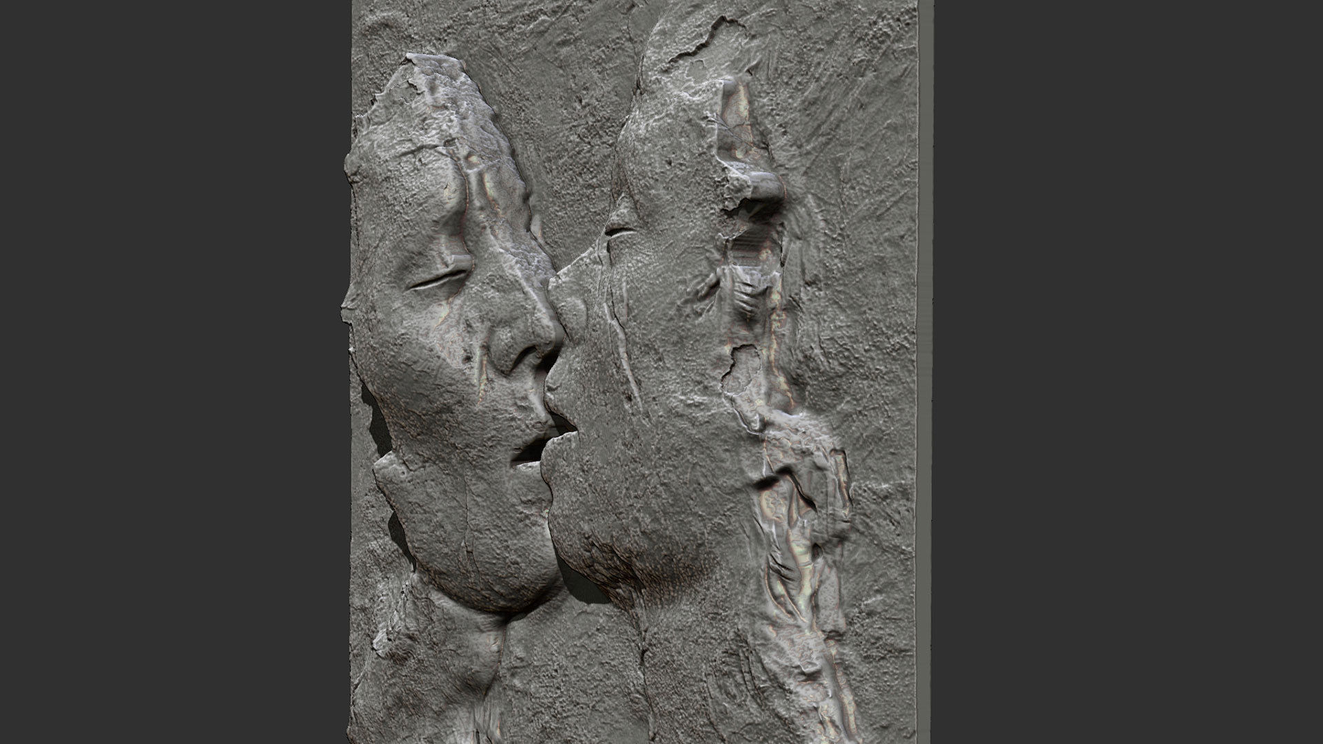 Kissing couple wall decor  for cnc carving 3D print model_7
