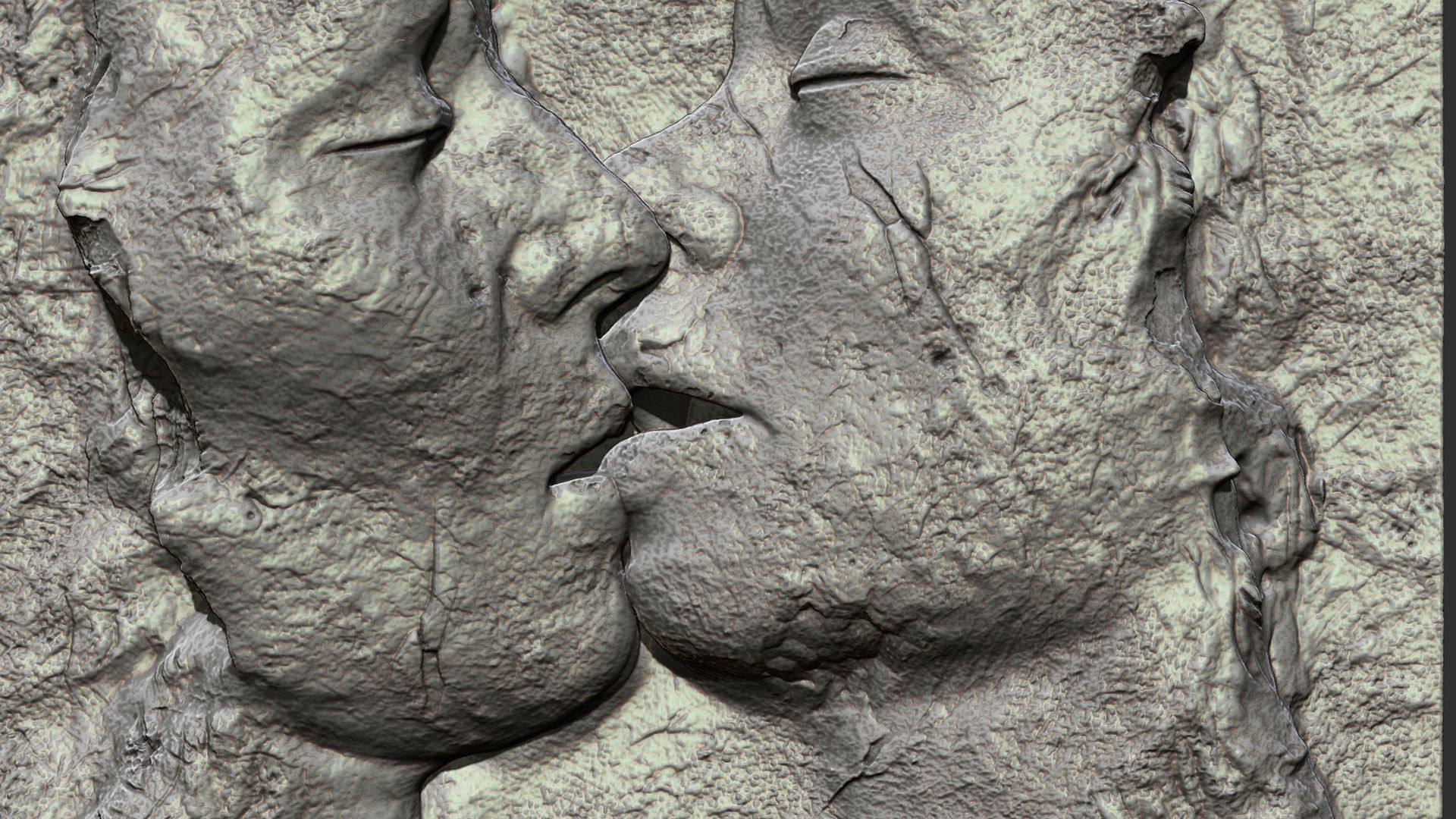 Kissing couple wall decor  for cnc carving 3D print model_4