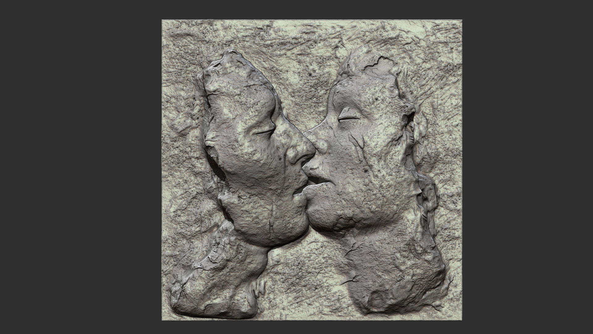 Kissing couple wall decor  for cnc carving 3D print model_1