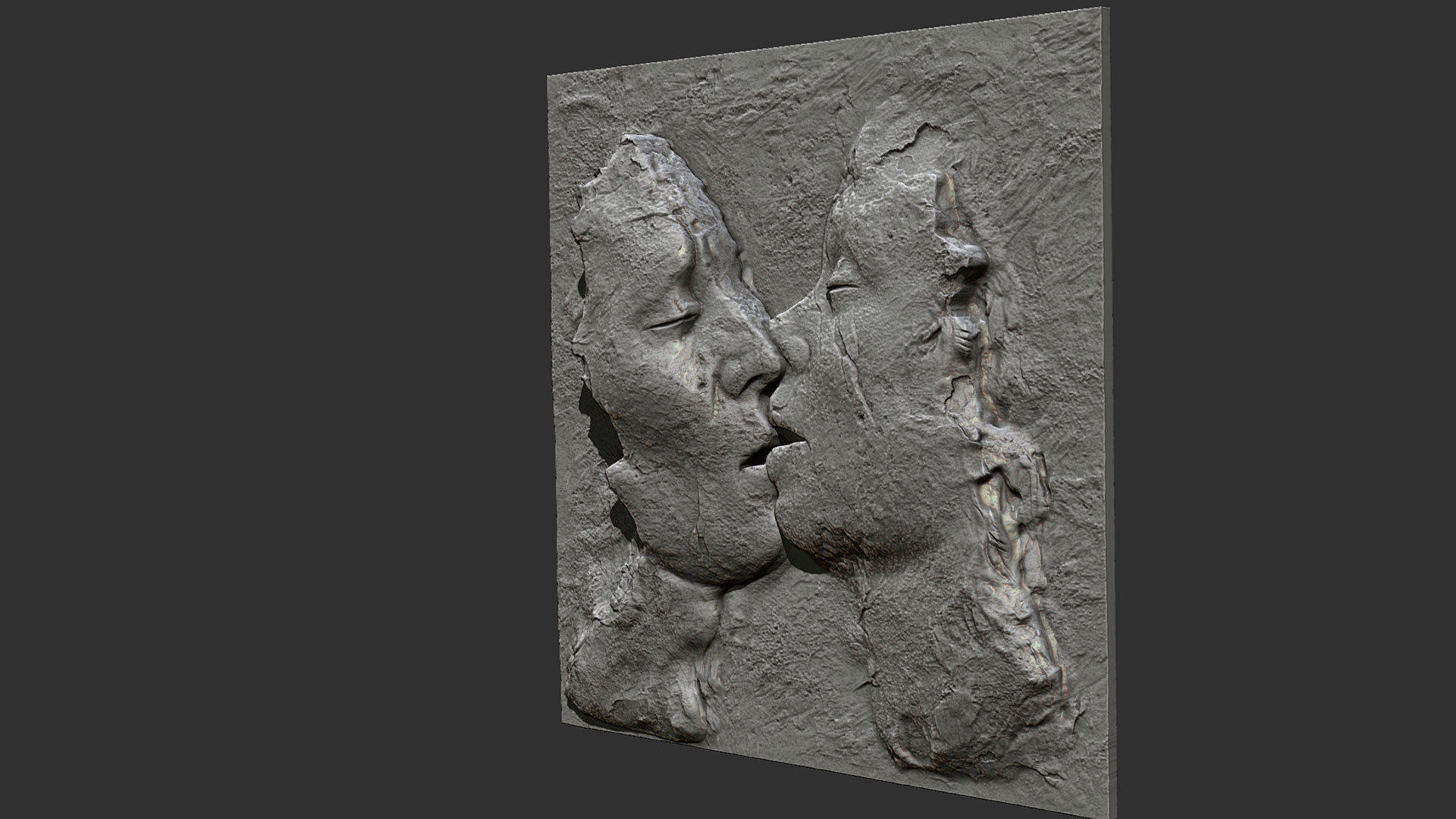 Kissing couple wall decor  for cnc carving 3D print model_2