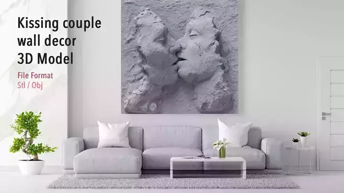 Kissing couple wall decor  for cnc carving