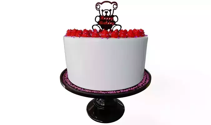 Teddy Happy Birthday cake topper 3D print model
