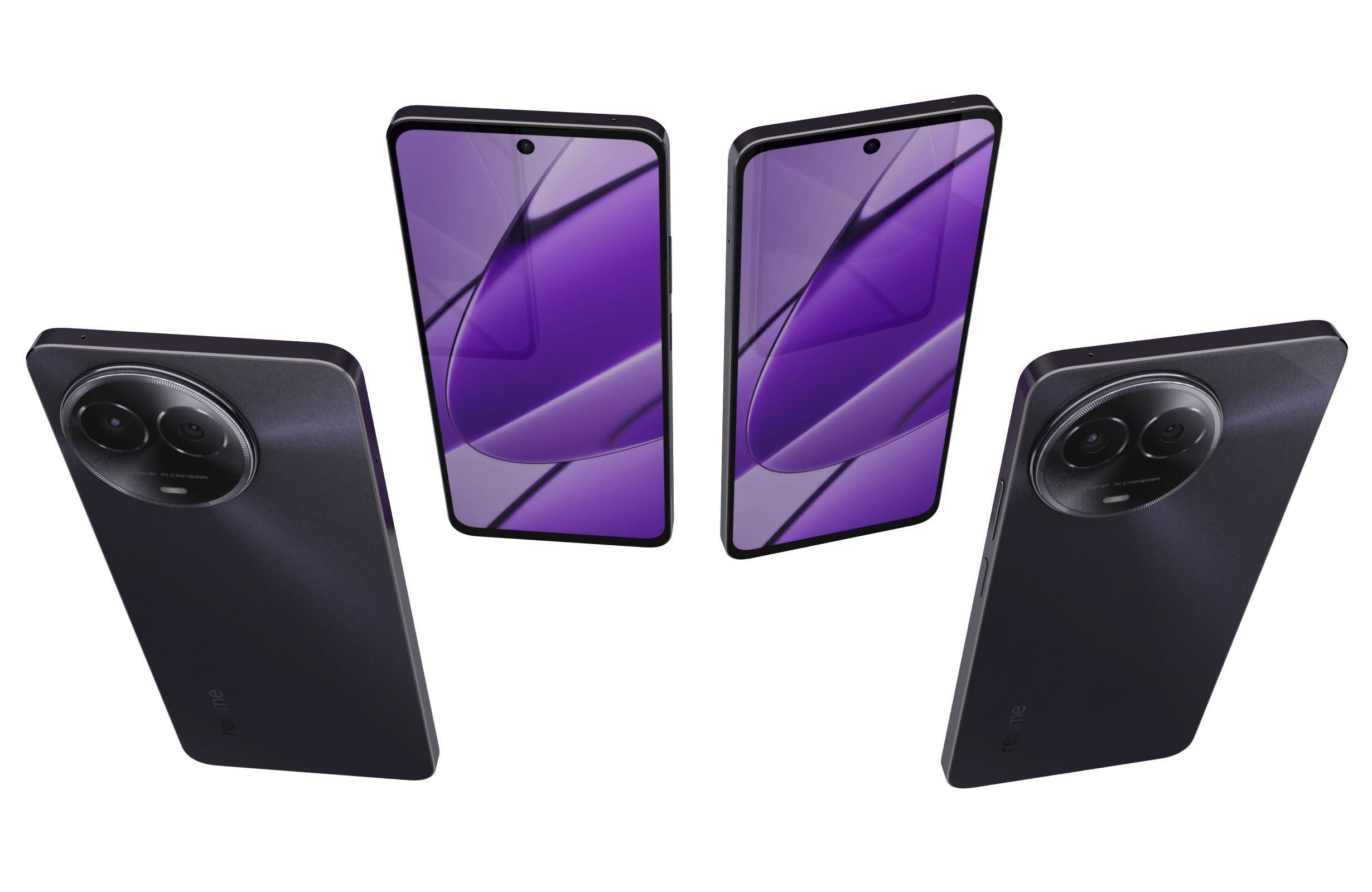 Realme 11 5G Black And Gold Low-poly 3D model_6