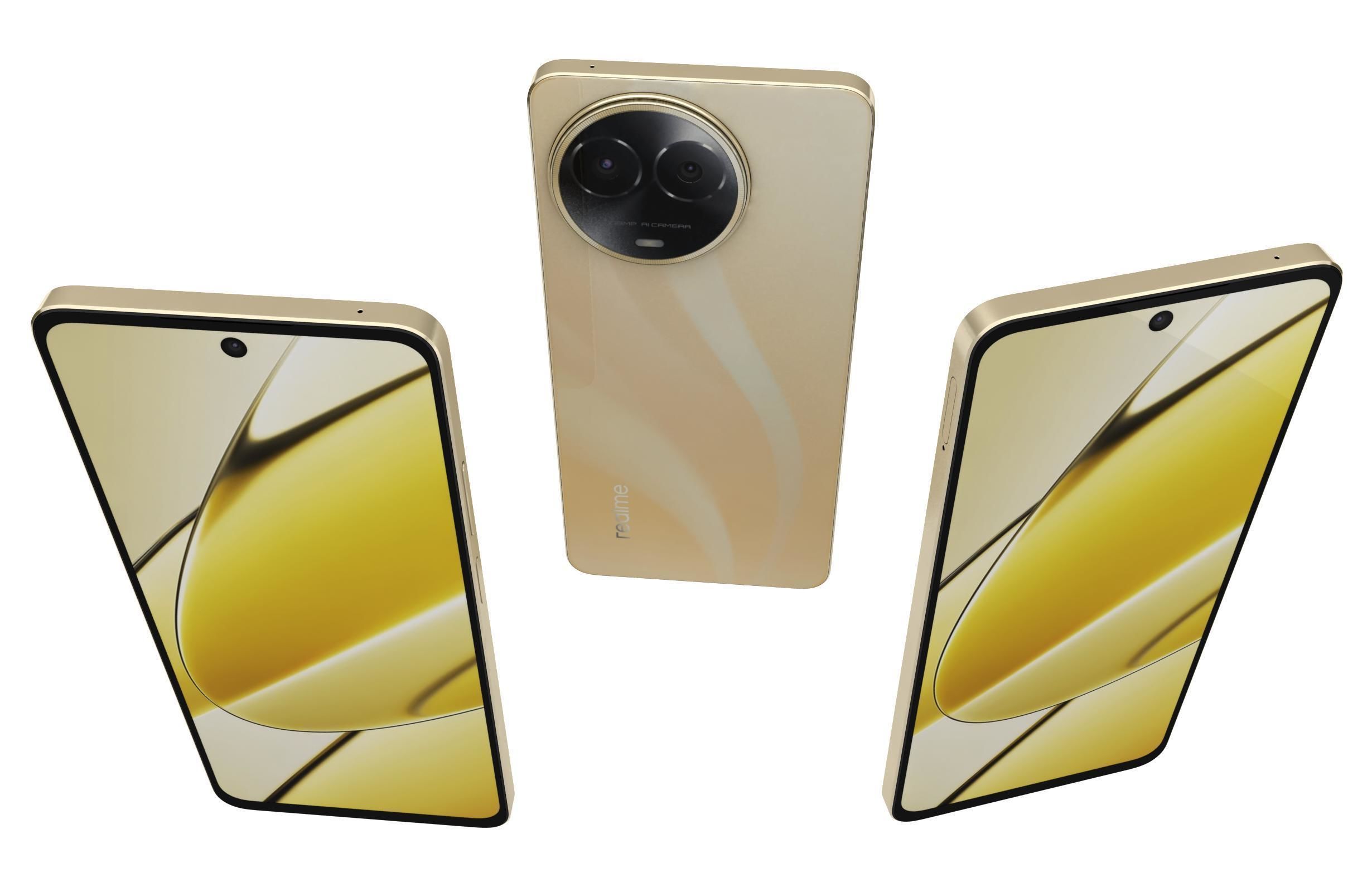 Realme 11 5G Black And Gold Low-poly 3D model_15